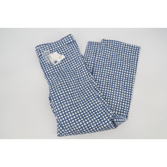 Tory Burch Pants - Tory Burch Women's 28 Blue Haven Canvas Pants Plaid Checks Straight Leg New
